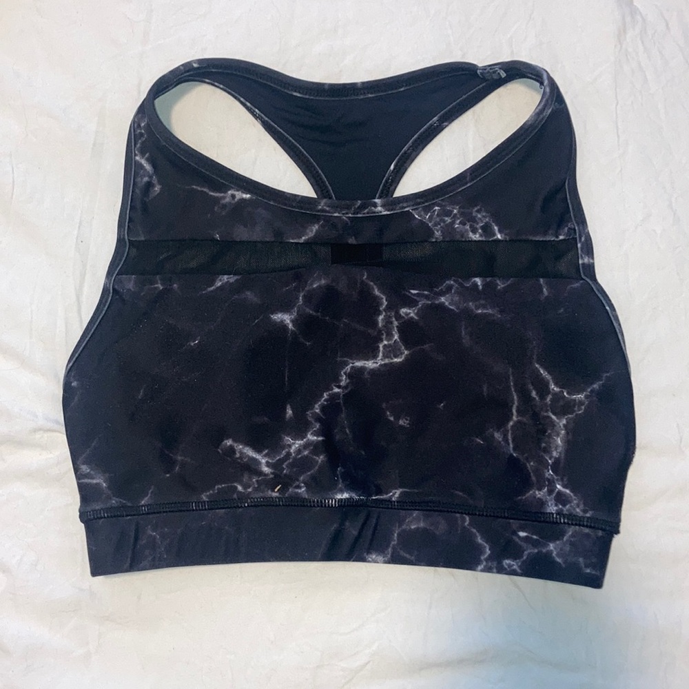 Buffbunny black marble sports bra size small